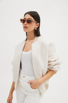 Alanna Boucle Bomber - Oatmeal JACKET Bubish Luxe 