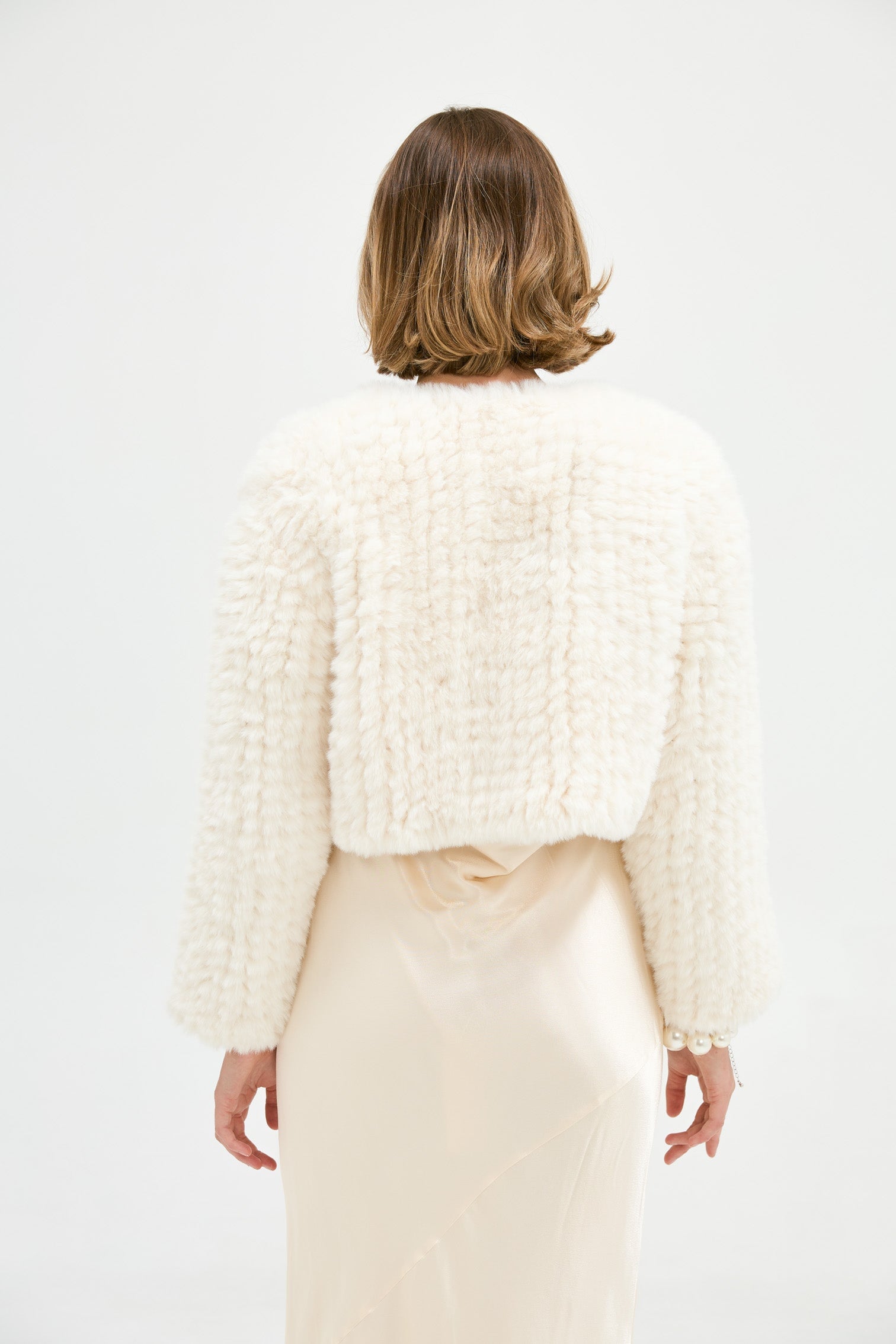 Faux Lola Crop Jacket - Ivory Cropped Jacket Bubish Luxe 