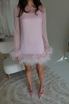 Harlow Sheer Feather Mini Dress - Pale Lilac - Pale Lilac DRESS Bubish Luxe