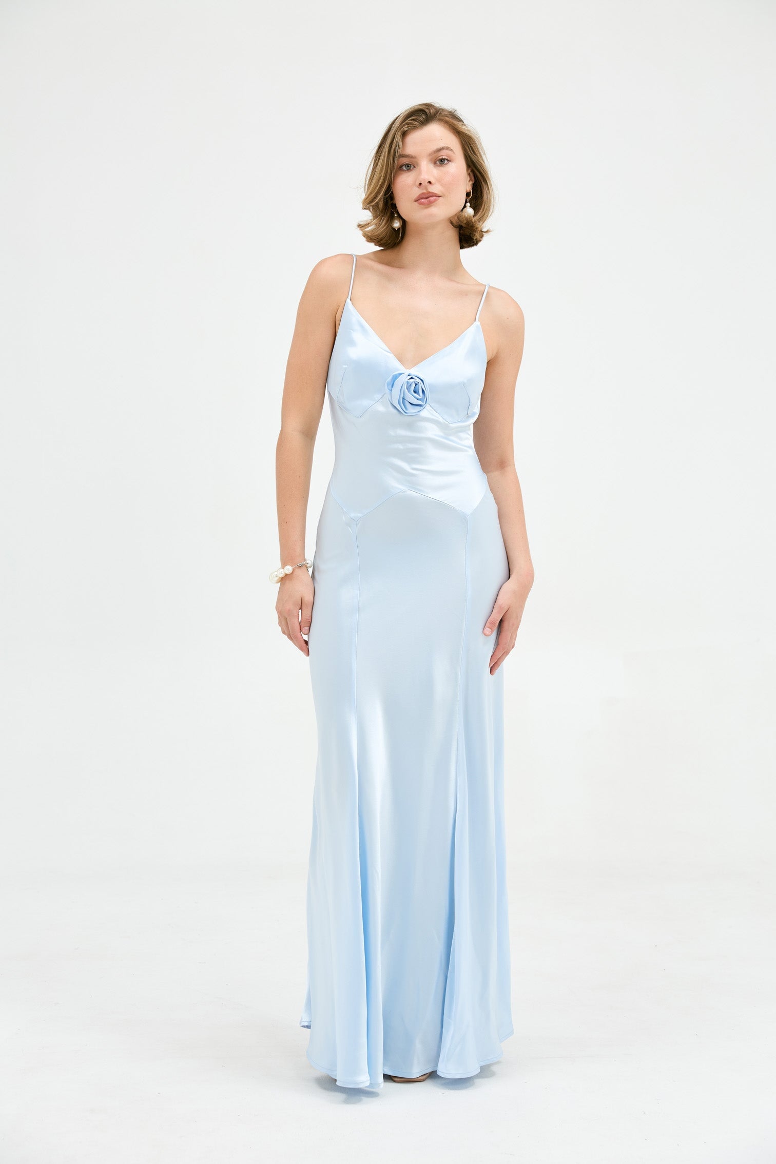 Savannah Rosette Gown Baby Blue