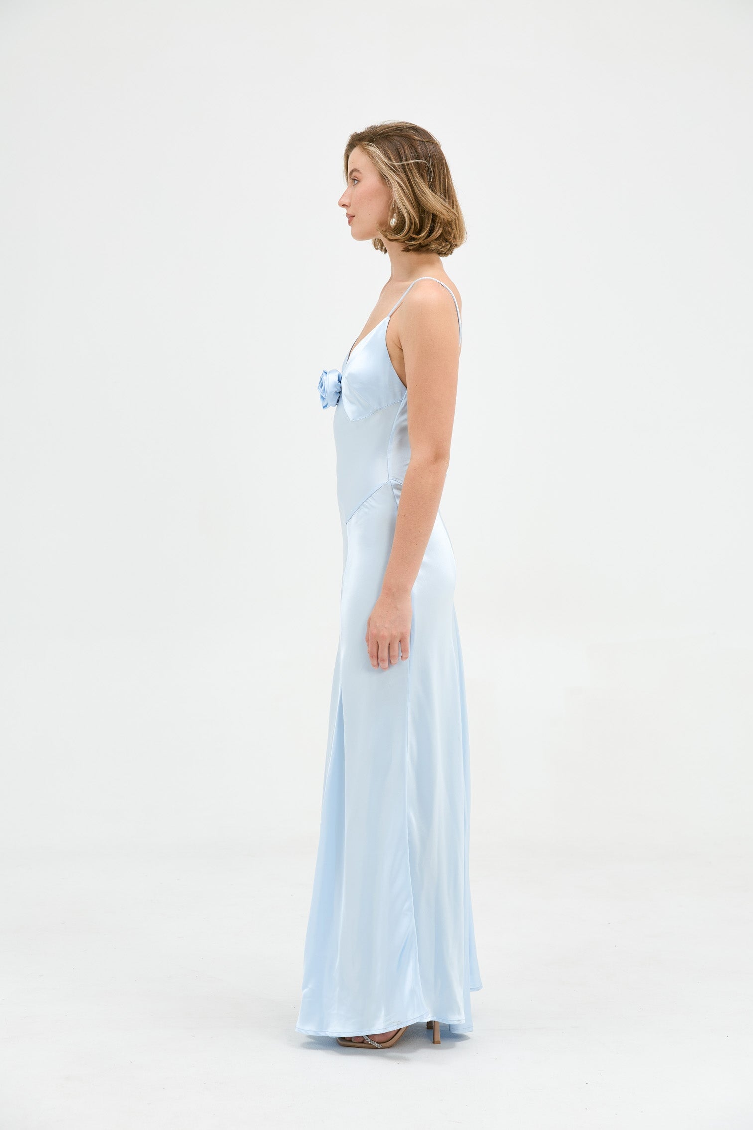 Savannah Rosette Gown - Baby Blue Bubish 