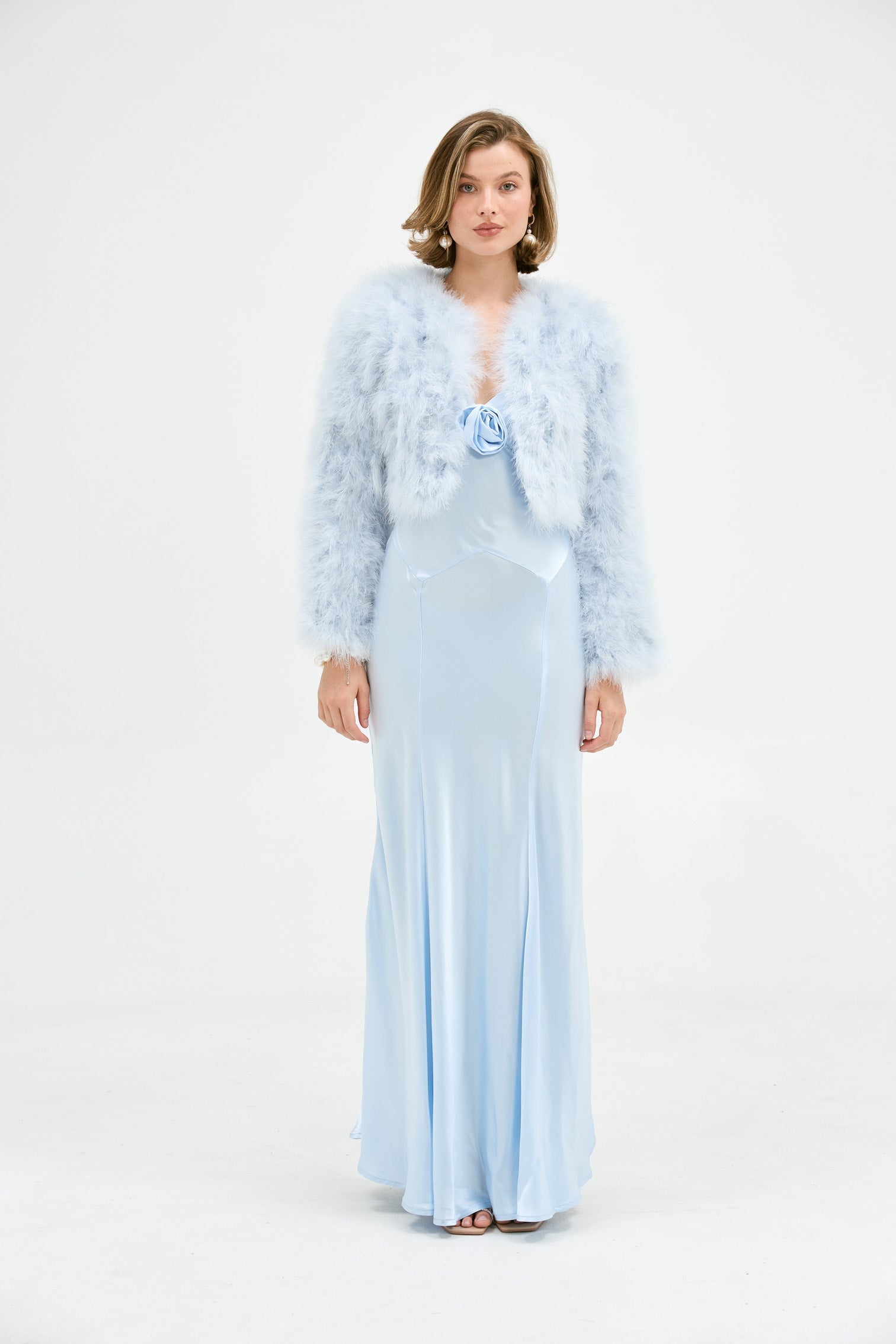 Savannah Rosette Gown - Baby Blue Bubish 