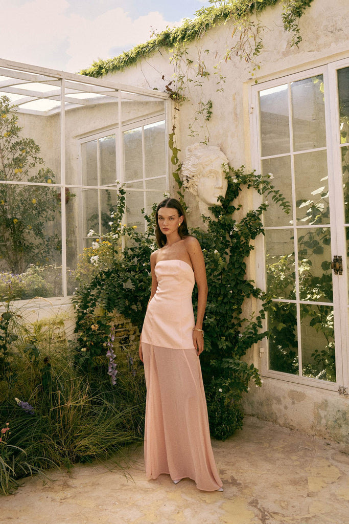 Jasmine Strapless Gown - Peach Pink DRESS Bubish Luxe