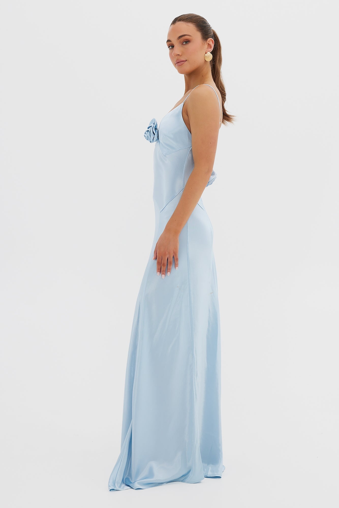 Savannah Rosette Gown - Baby Blue Bubish 