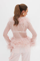 Gigi Sheer Feather Blouse - Blush Bubish 