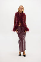 Gigi Sheer Feather Blouse - Cherry Bubish 