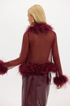 Gigi Sheer Feather Blouse - Cherry Bubish 