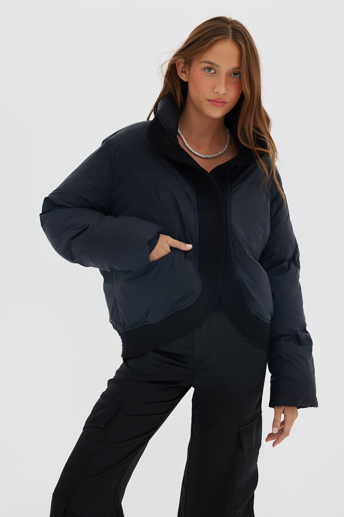 Curved Front Puffer - Black Coats & Jackets Toast Society 