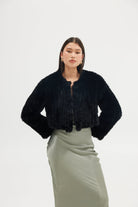 Faux Lola Crop Jacket - Black Cropped Jacket Bubish Luxe 