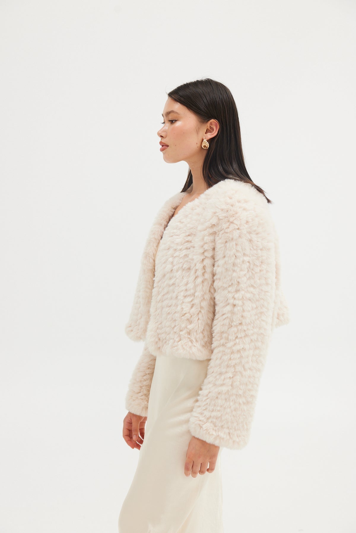 Faux Lola Crop Jacket - Oatmeal Cropped Jacket Bubish Luxe 