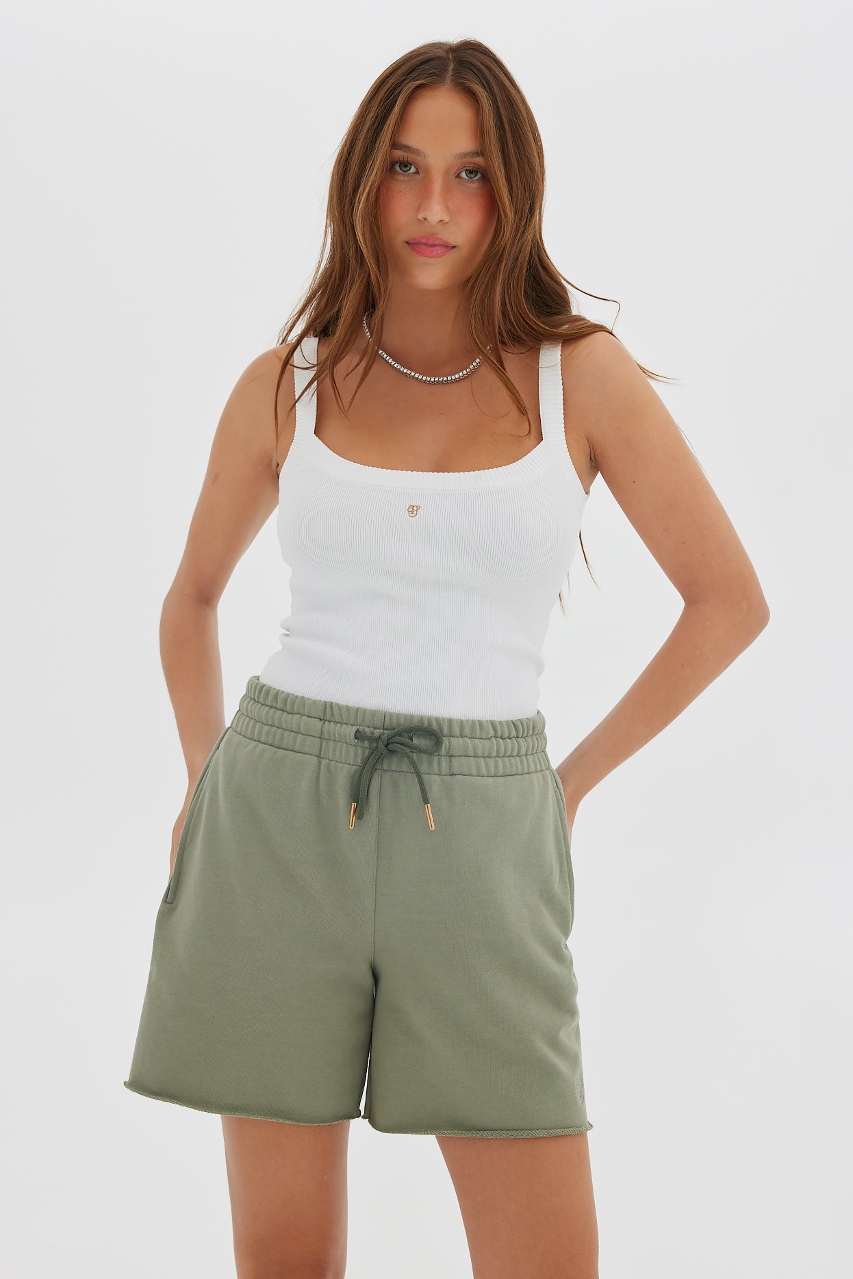 Jersey Raw Hem Short - Khaki Shorts Toast Society 