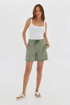 Jersey Raw Hem Short - Khaki Shorts Toast Society 