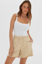 Jersey Raw Hem Short - Tan Shorts Toast Society 