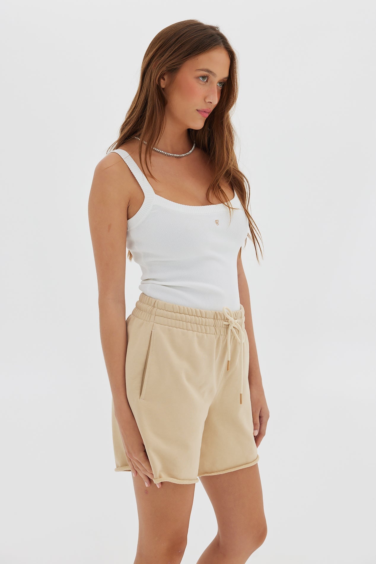 Jersey Raw Hem Short - Tan Shorts Toast Society 