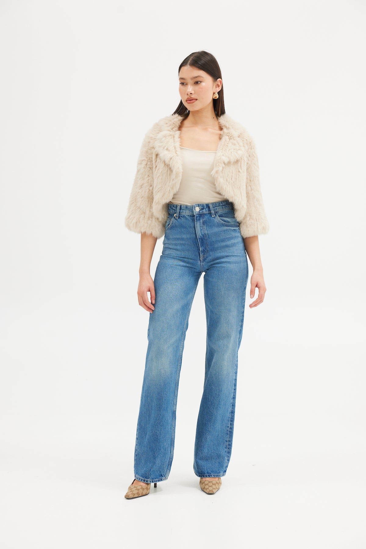 bubish Susie Fur Bolero Oatmeal JACKET