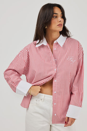 JD X TOAST Stripe Shirt - Red/White Stripe Shirts & Tops Toast Society 