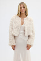 bubish Lola Crop Faux Fur Jacket Oatmeal JACKET