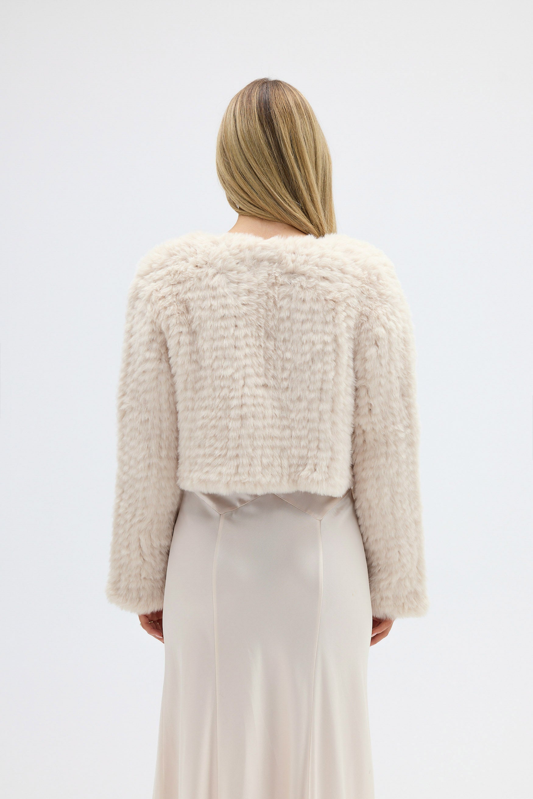 bubish Lola Crop Faux Fur Jacket Oatmeal JACKET