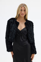 bubish Lola Crop Fur Jacket Black JACKET