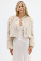 bubish Lola Crop Fur Jacket Oatmeal JACKET