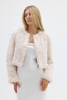 bubish Lola Crop Fur Jacket Stone JACKET