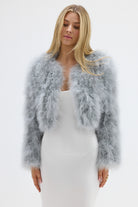 bubish Manhattan Crop Feather Jacket Light Grey JACKET