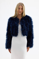 bubish Manhattan Crop Feather Jacket Navy JACKET