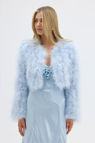 bubish Manhattan Crop Feather Jacket Powder Blue JACKET