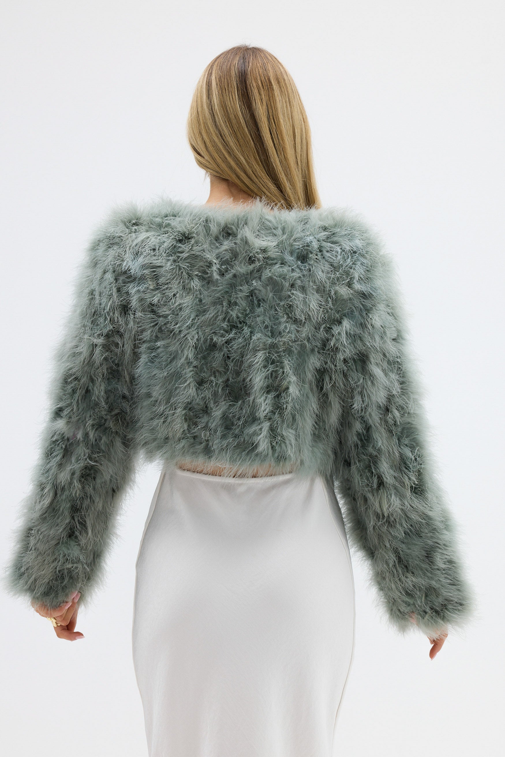 bubish Manhattan Crop Feather Jacket Sage JACKET