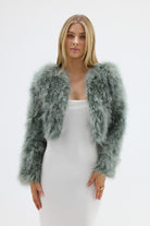 bubish Manhattan Crop Feather Jacket Sage JACKET