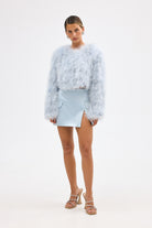 bubish Manhattan Crop Feather Jacket Powder Blue JACKET