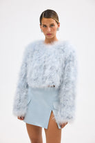 bubish Manhattan Crop Feather Jacket Powder Blue JACKET