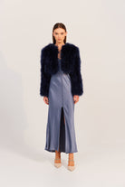 Manhattan Feather Jacket - Navy Cropped Jacket Bubish Luxe 