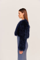 Manhattan Feather Jacket - Navy Cropped Jacket Bubish Luxe 