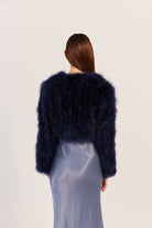 Manhattan Feather Jacket - Navy Cropped Jacket Bubish Luxe 