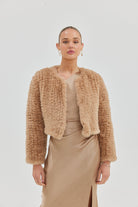 Bridal Faux Lola Jacket - Beige Cropped Jacket Bubish Luxe 