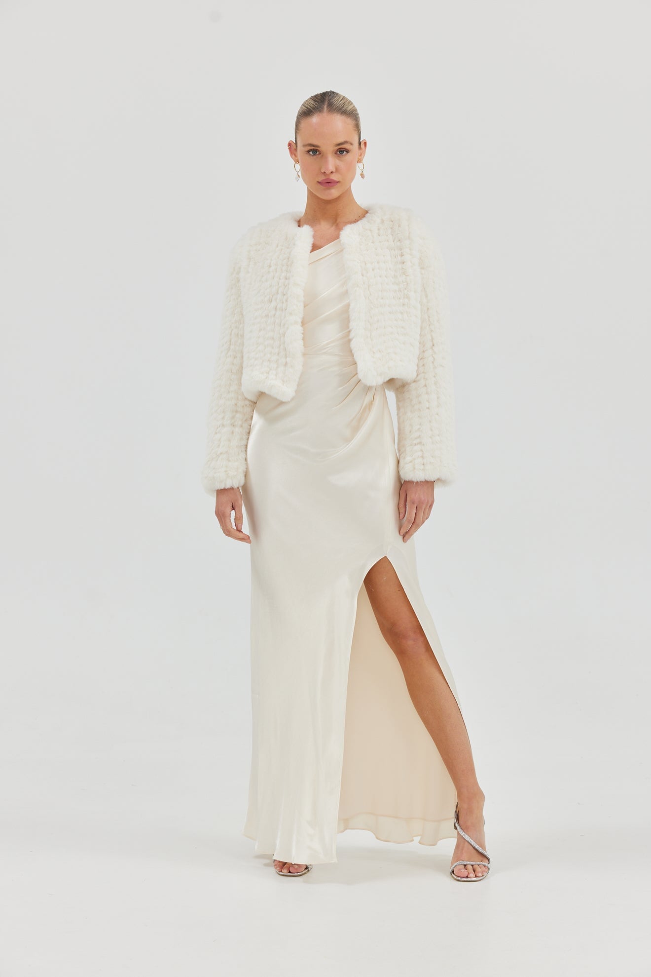 Bridal Faux Lola Jacket - Ivory Cropped Jacket Bubish Luxe 