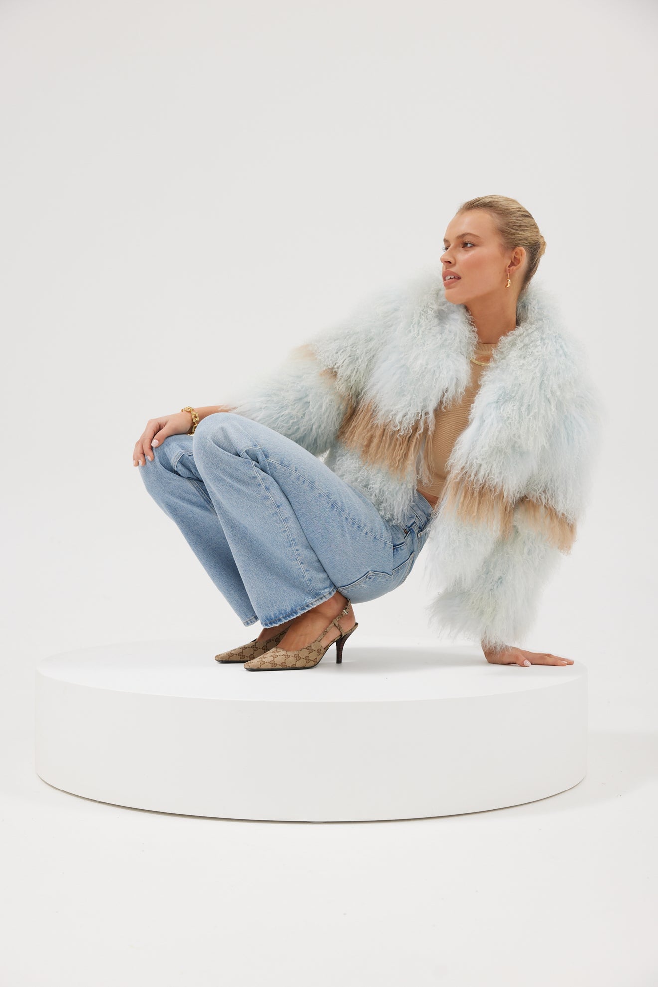 Georgina Jacket - Powder Blue/Tan Coats & Jackets Bubish Luxe 