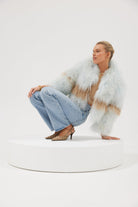 Georgina Jacket - Powder Blue/Tan Coats & Jackets Bubish Luxe 