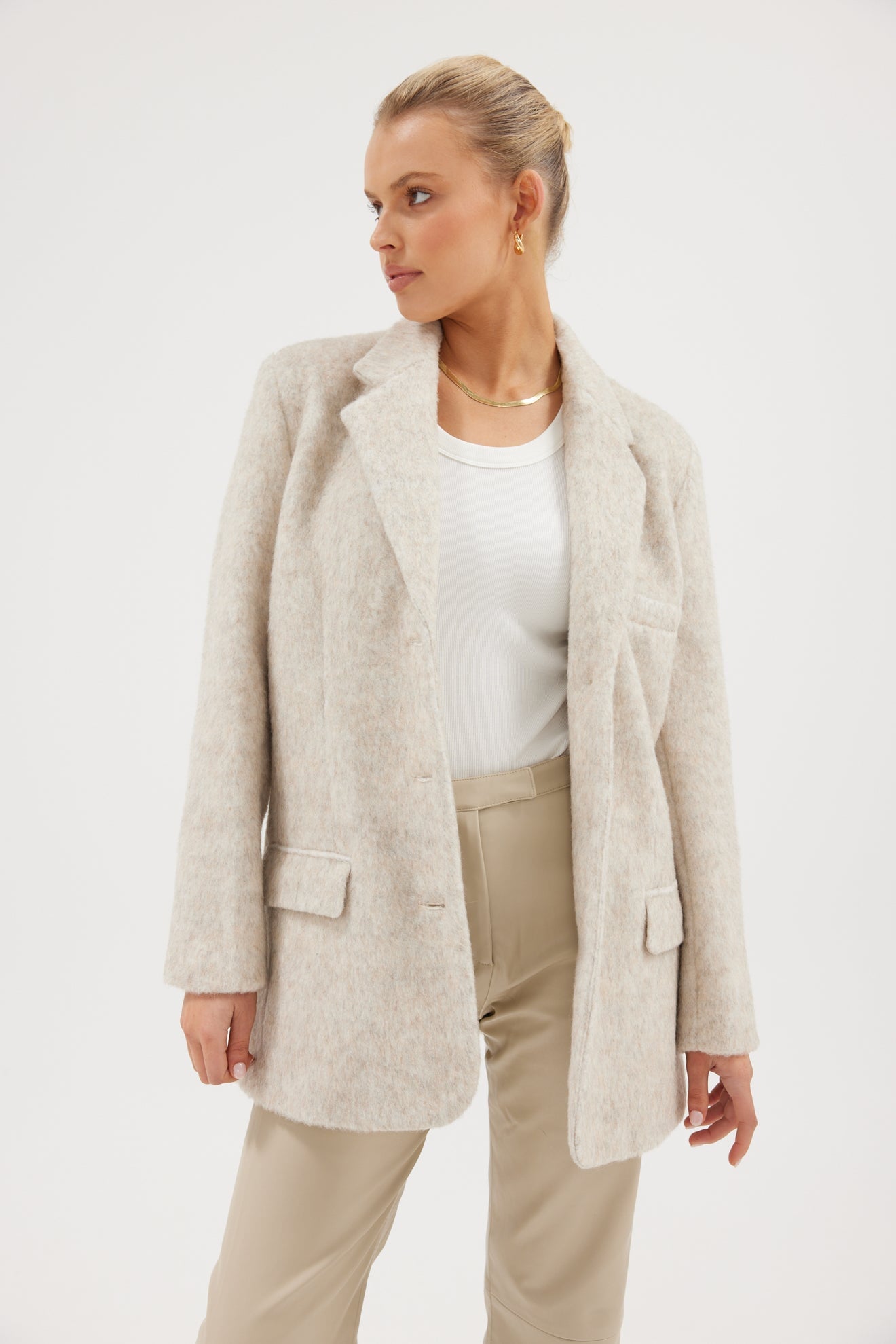 Harper Wool Blazer - Grey Marl Blazer Bubish Luxe 