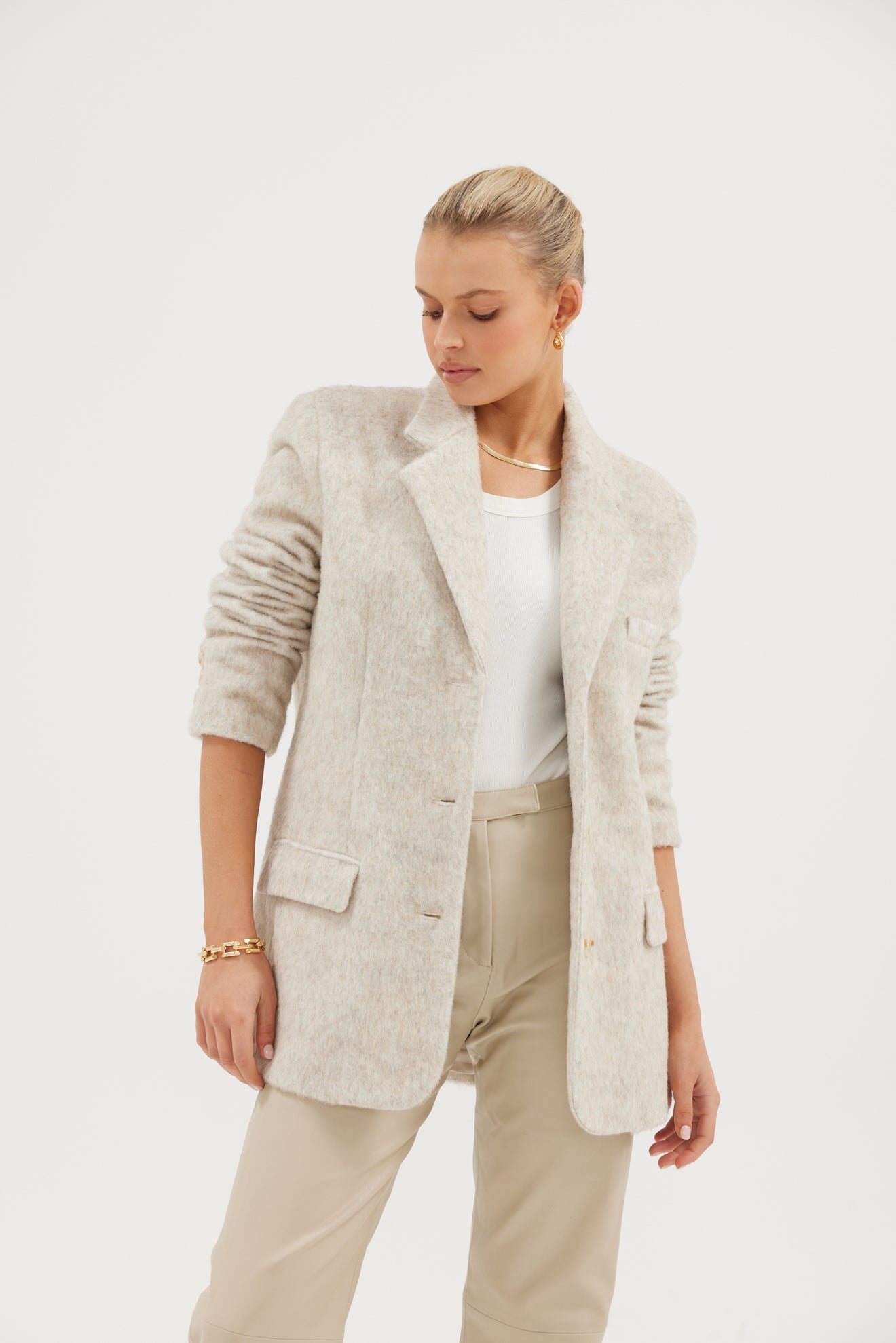 Harper Wool Blazer - Grey Marl Blazer Bubish Luxe 