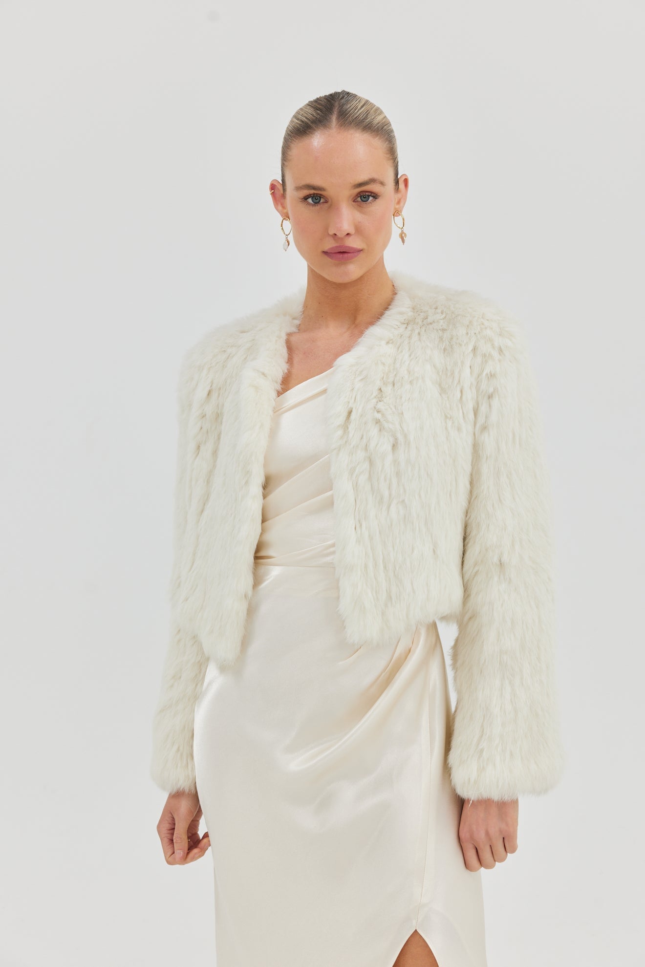 Lola Crop Jacket - Ivory Cropped Jacket Bubish Luxe 