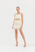 Halle Textured Sparkle Crop Top - Ivory Bubish 